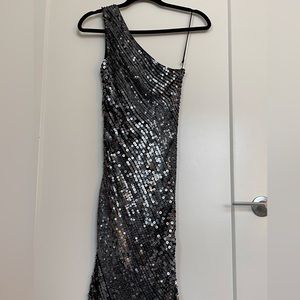 One-Shoulder Sequin Dress (dark blue/almost black)